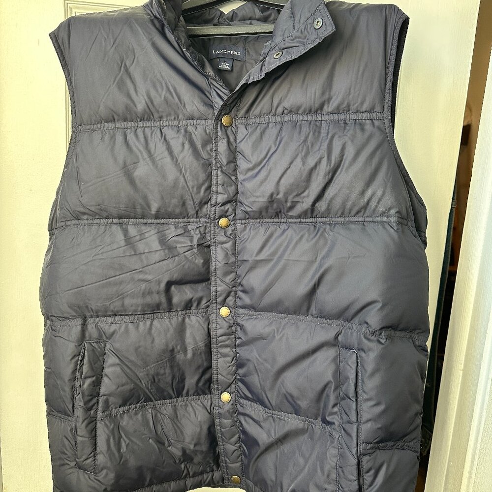 Lands' End Puffer Vest L Navy